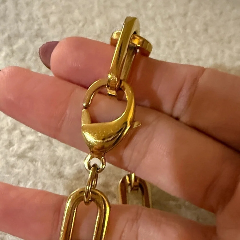 Evereve Chunky Gold Link and Peach Heart  Bracelet set